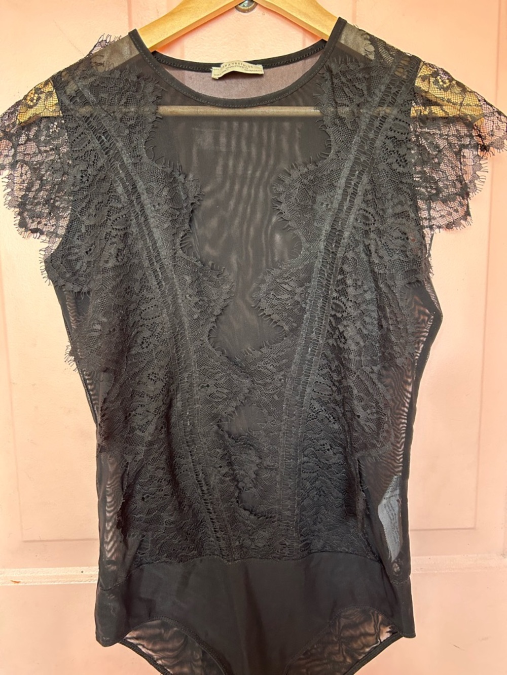 ZARA Black Lace Sheer Bodysuit